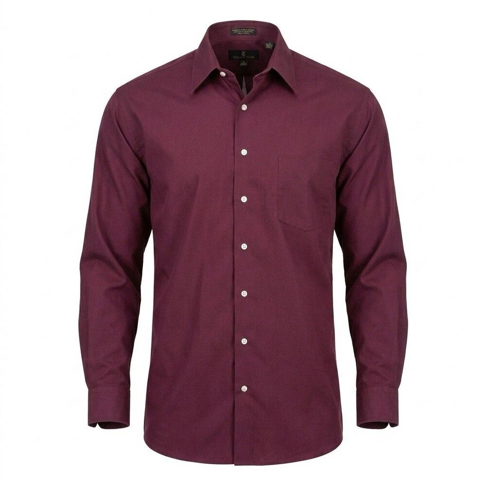 Valerio Garati Maroon Shirt Men's 2XL 18-18 1/2 Button Up Business Dress Top